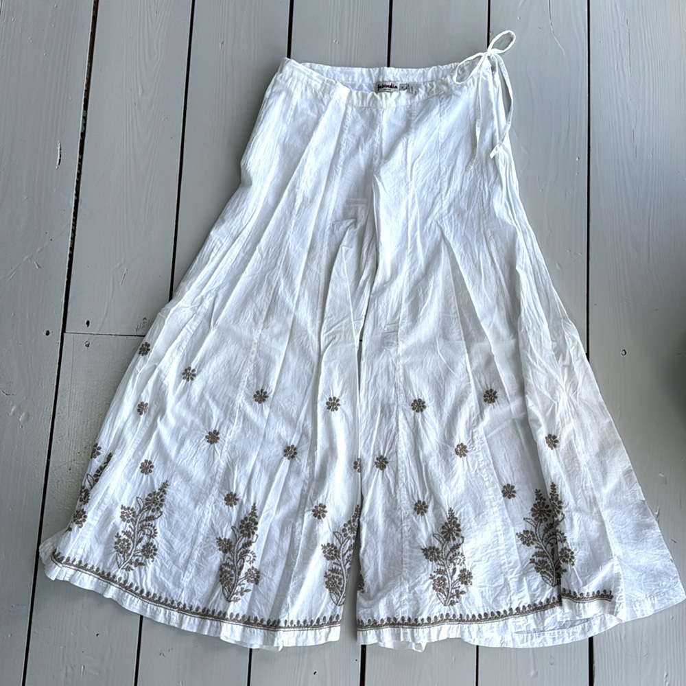 Fabindia pure cotton white wide leg pants SM